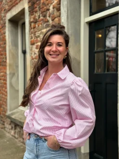 Blouse Bibi roze gestreept