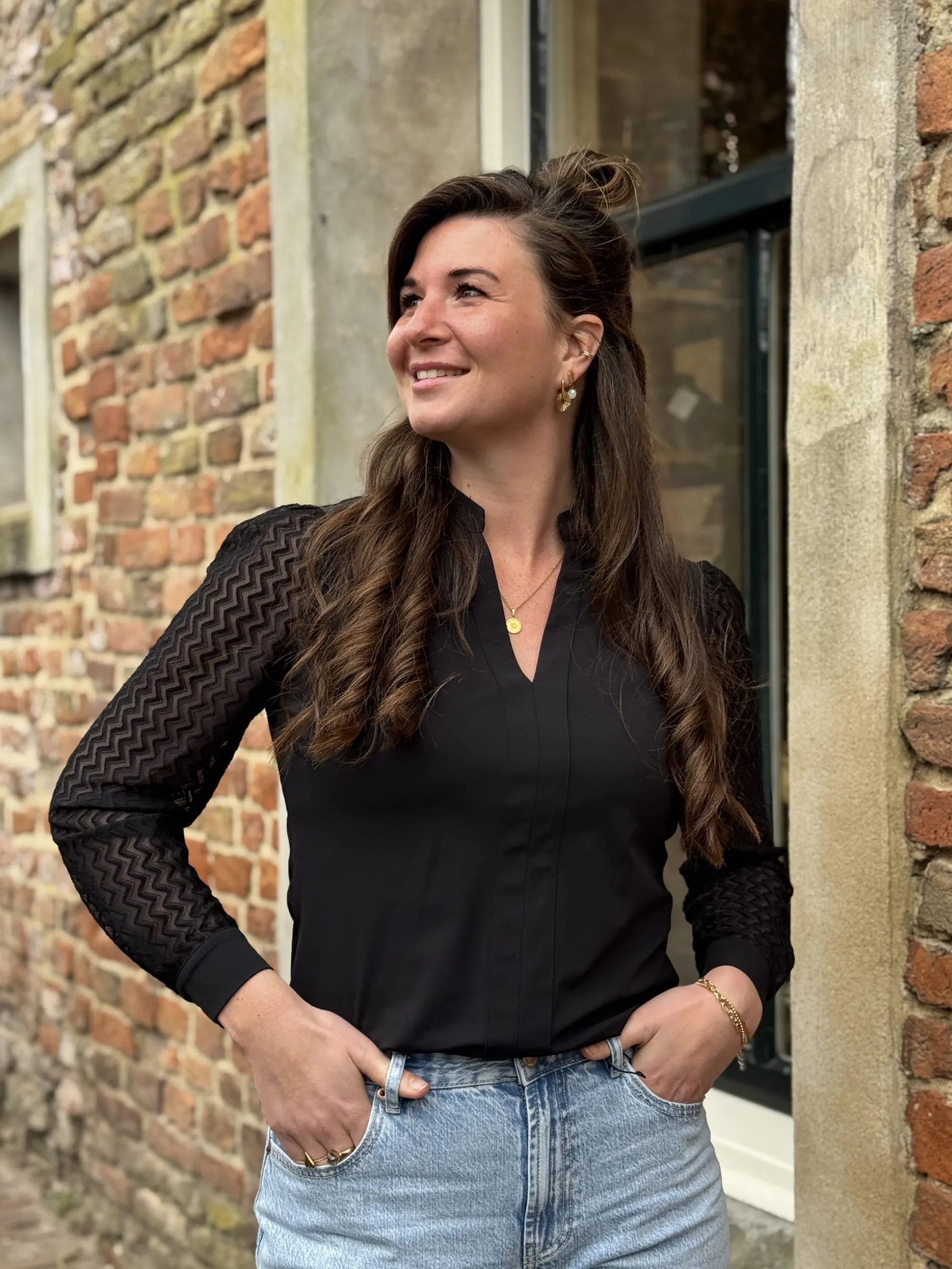 Blouse Mirthe travelstof black