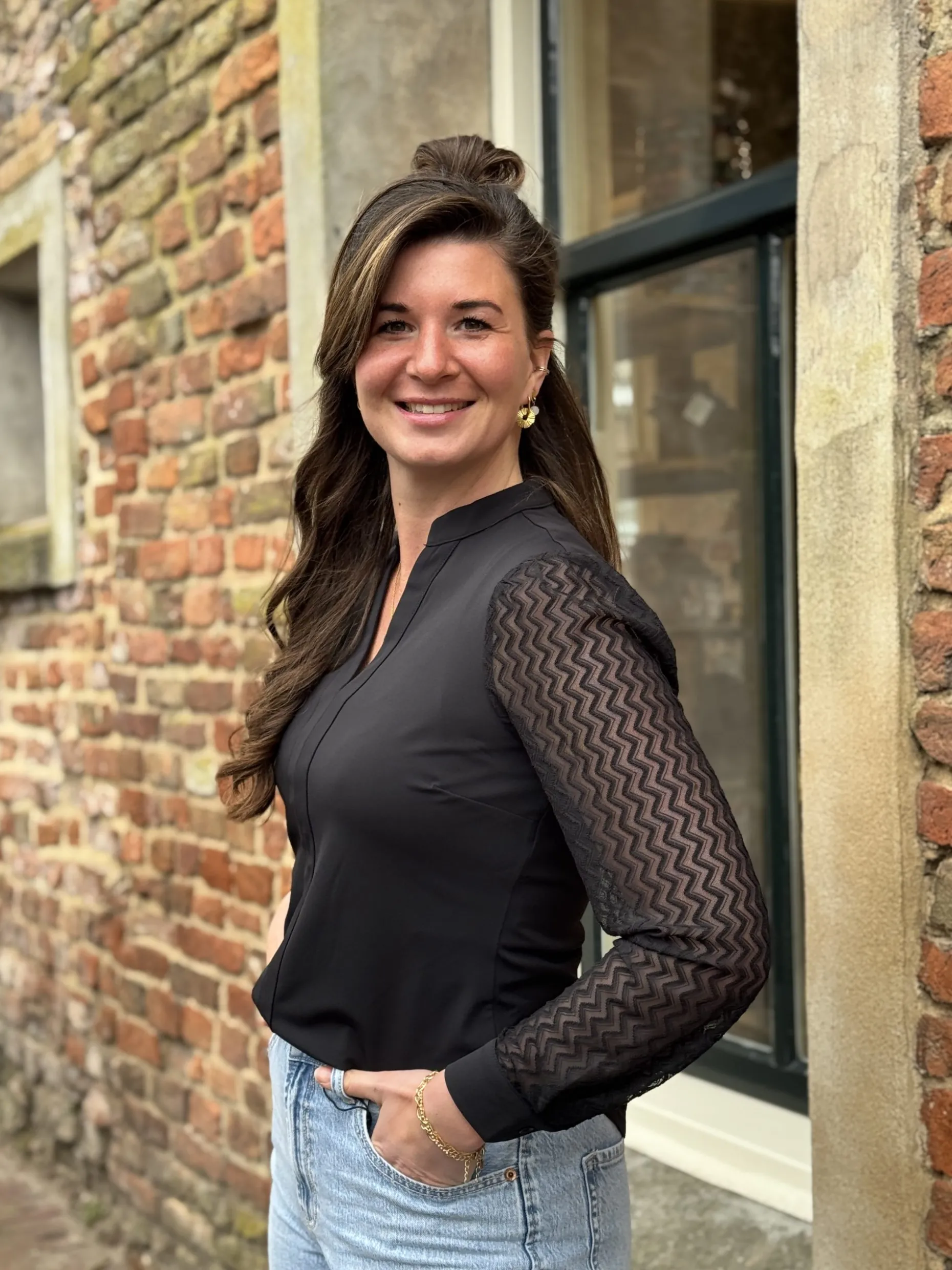 Blouse Mirthe travelstof black