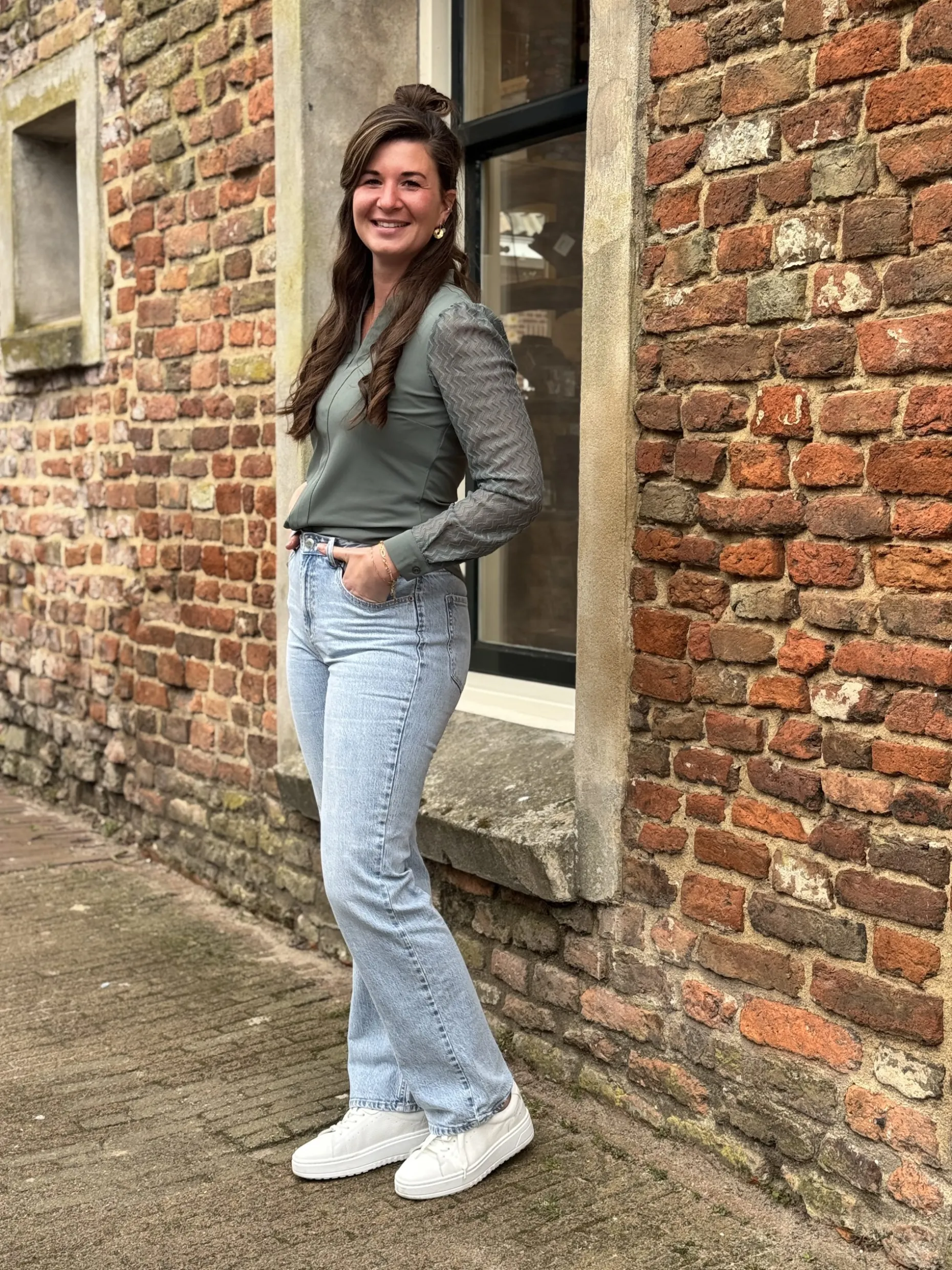 Blouse Mirthe travelstof balsam green