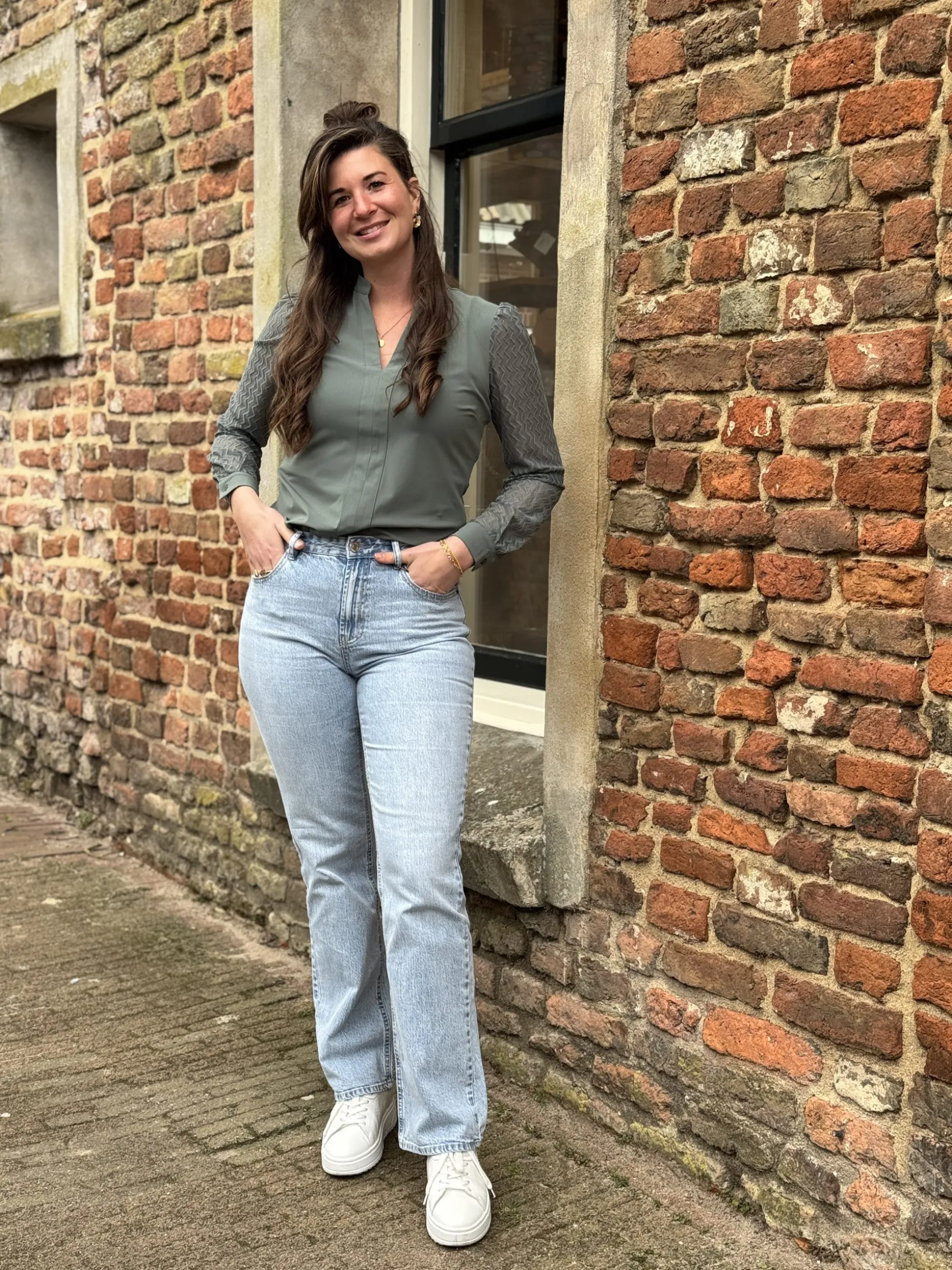 Blouse Mirthe travelstof balsam green