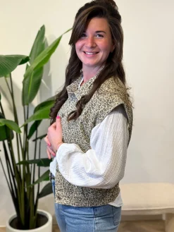 Denim gilet panter