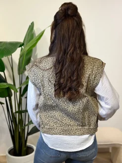 Denim gilet panter
