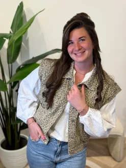 Denim gilet panter