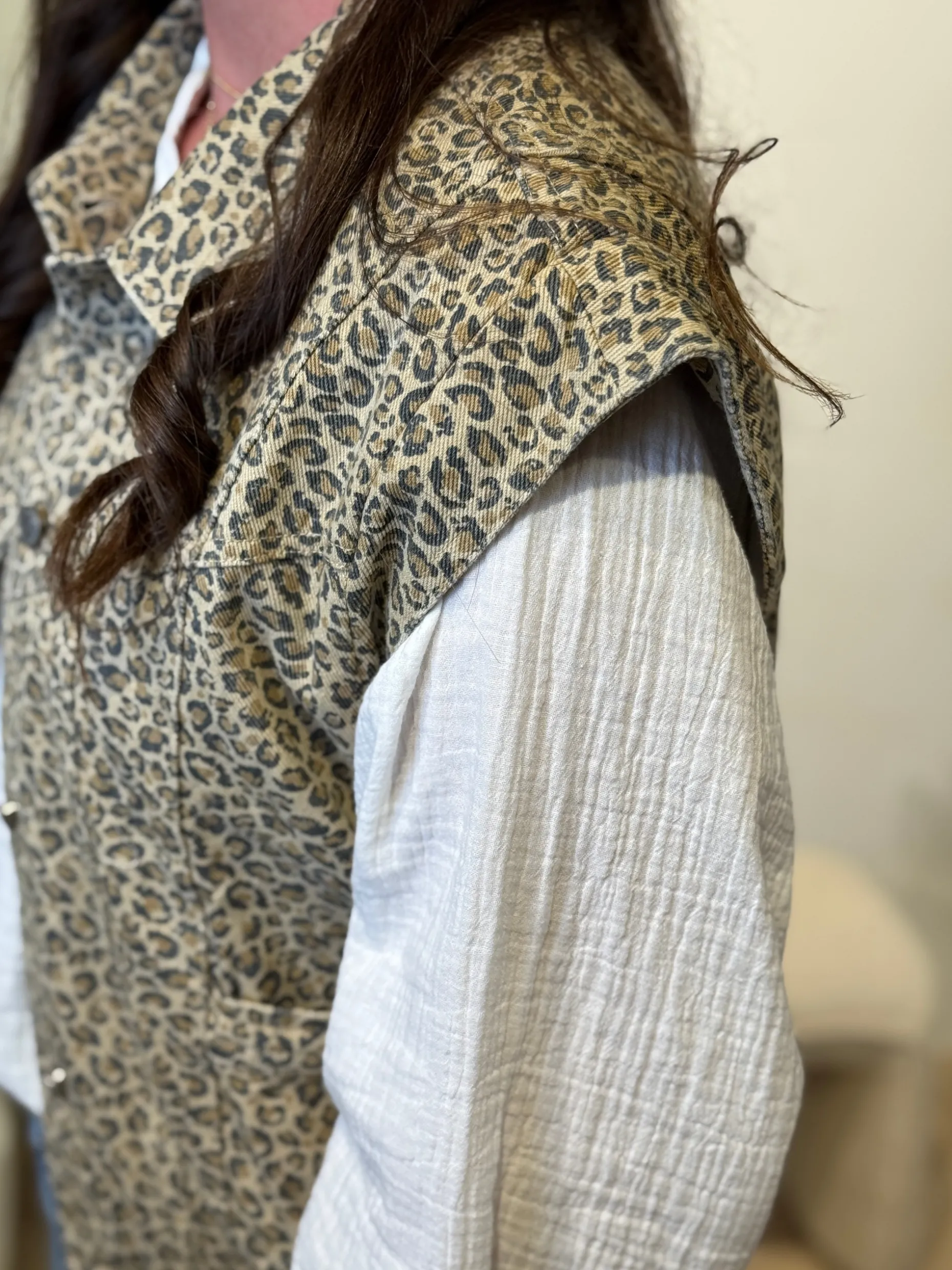 Denim gilet panter