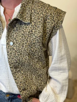 Denim gilet panter