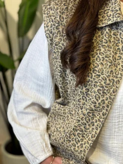 Denim gilet panter