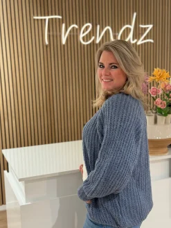 Gebreid vestje Lindsay jeansblauw