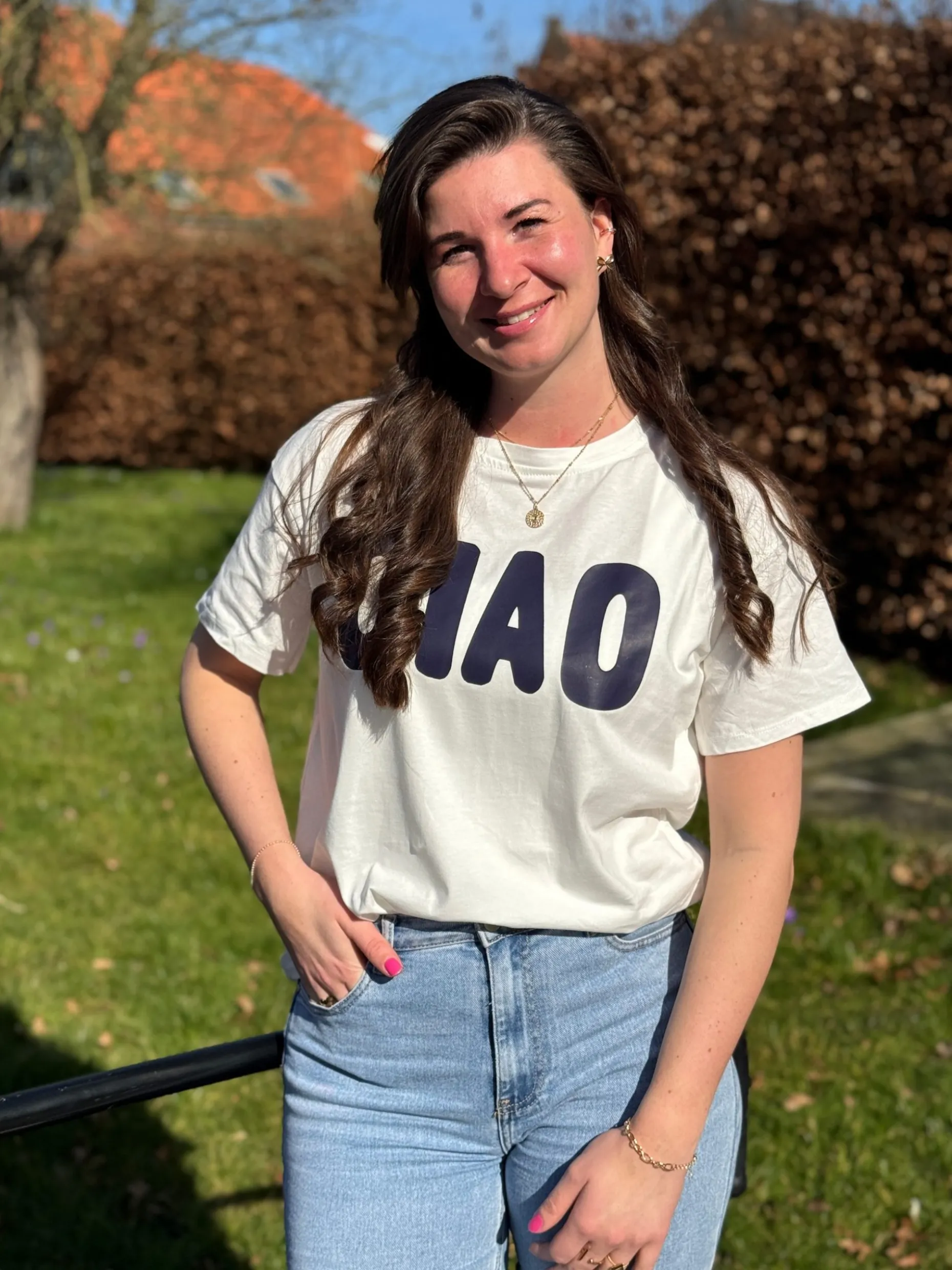 Shirtje ciao wit/donkerblauw