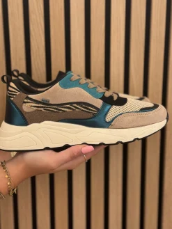 Sneakers dark beige petrol