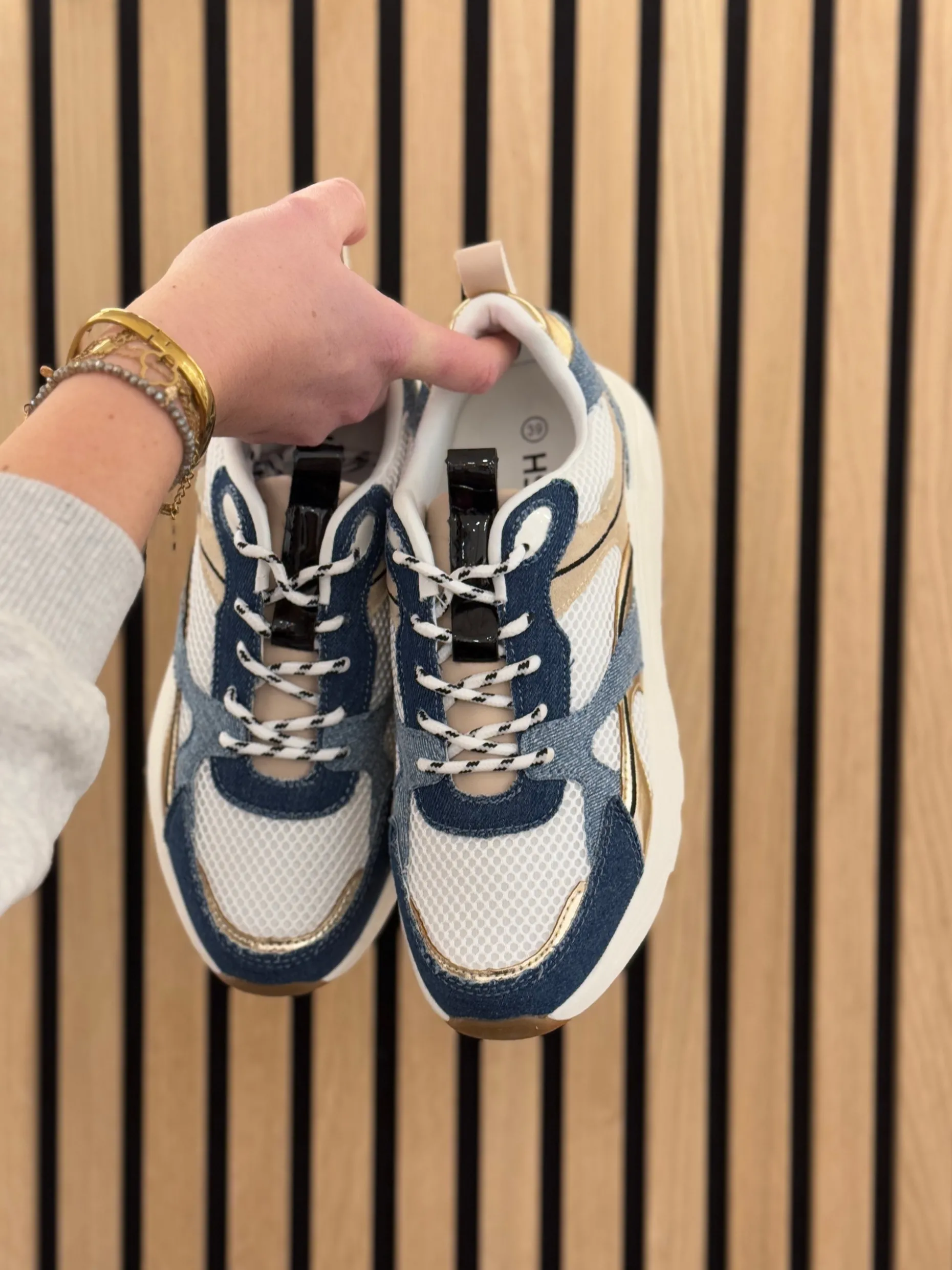 Sneakers denim with white combination