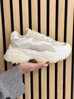 Sneakers Polly white with gold combination
