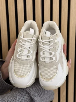 Sneakers Polly white with gold combination
