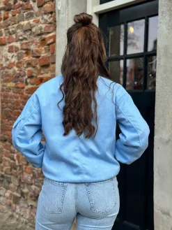 Suède bomberjasje blauw