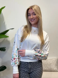 Sweater Brooke off-white flower