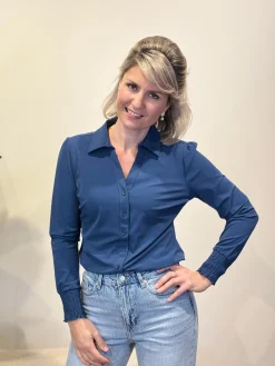Travelstof blouse Eefke deep sea