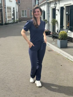 Travelstof broek Heidi flared dark blue