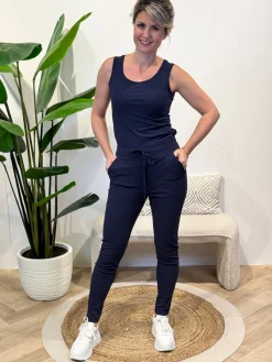 Travelstof broek Maaike navy