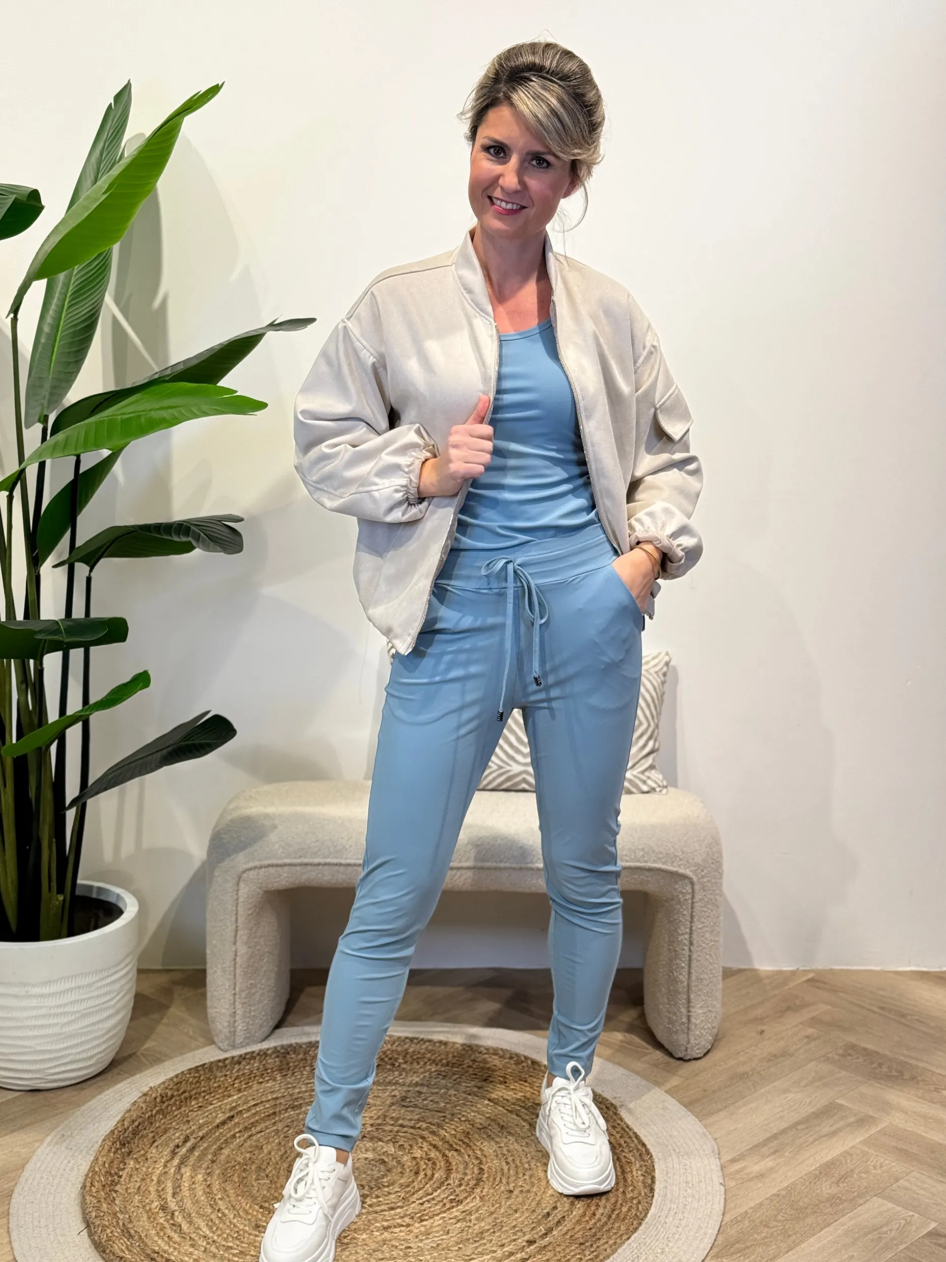 Travelstof broek Maaike smoke blue