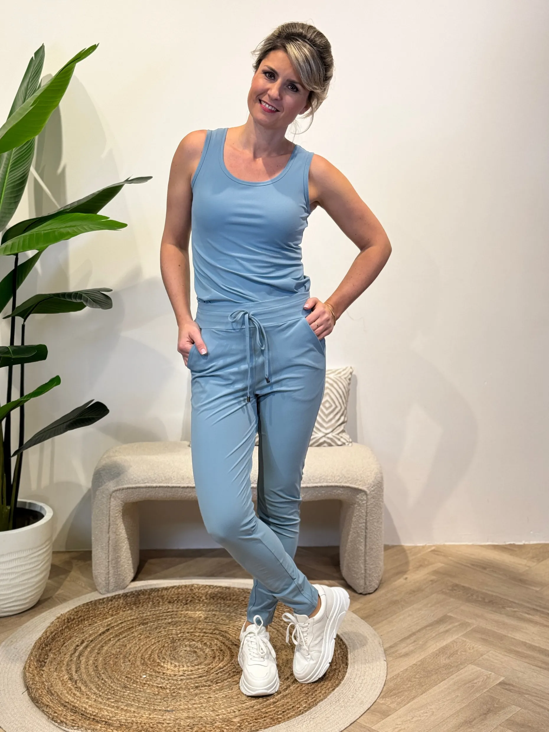 Travelstof broek Maaike smoke blue