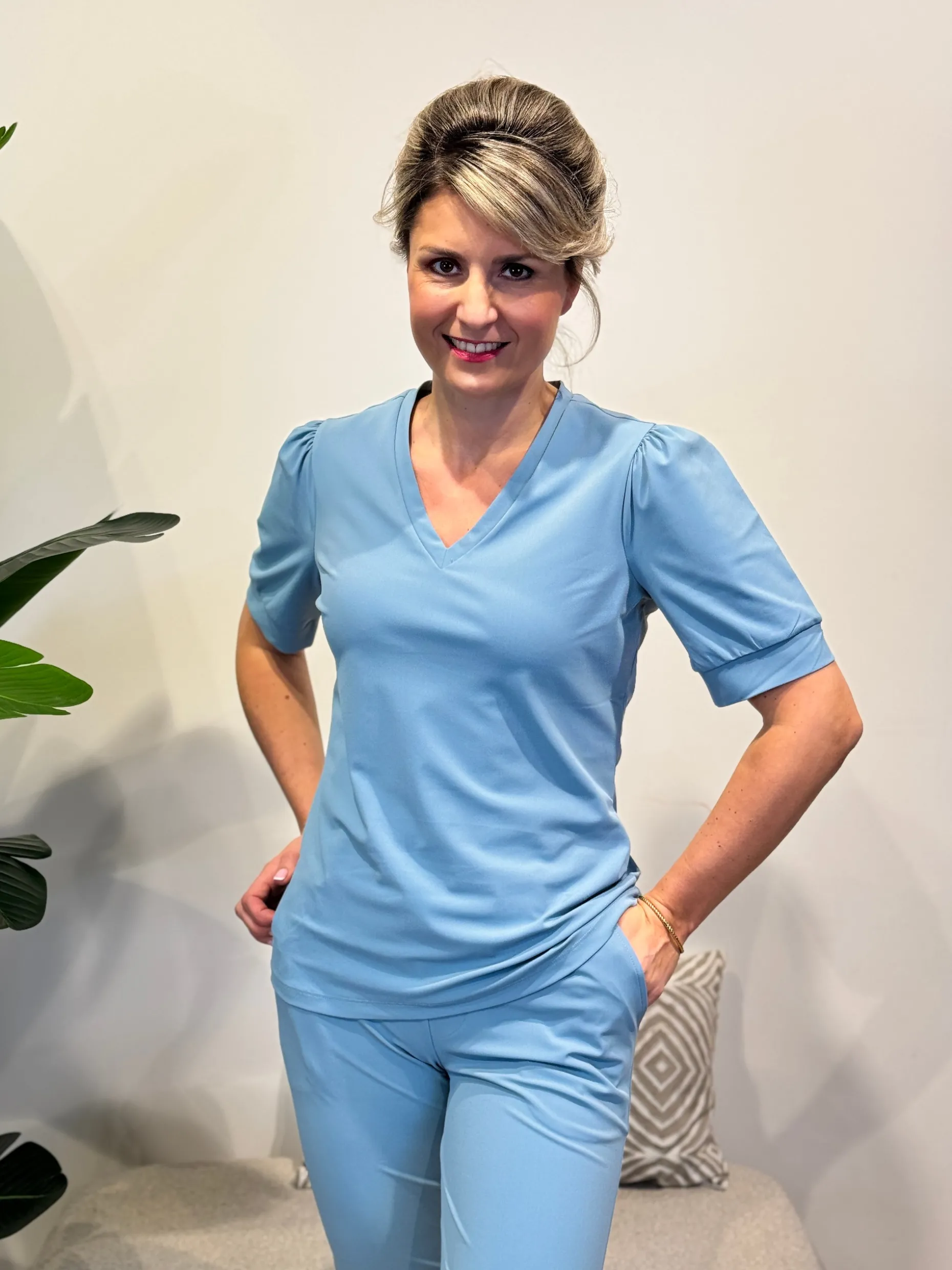 Travelstof shirt Diede smoke blue