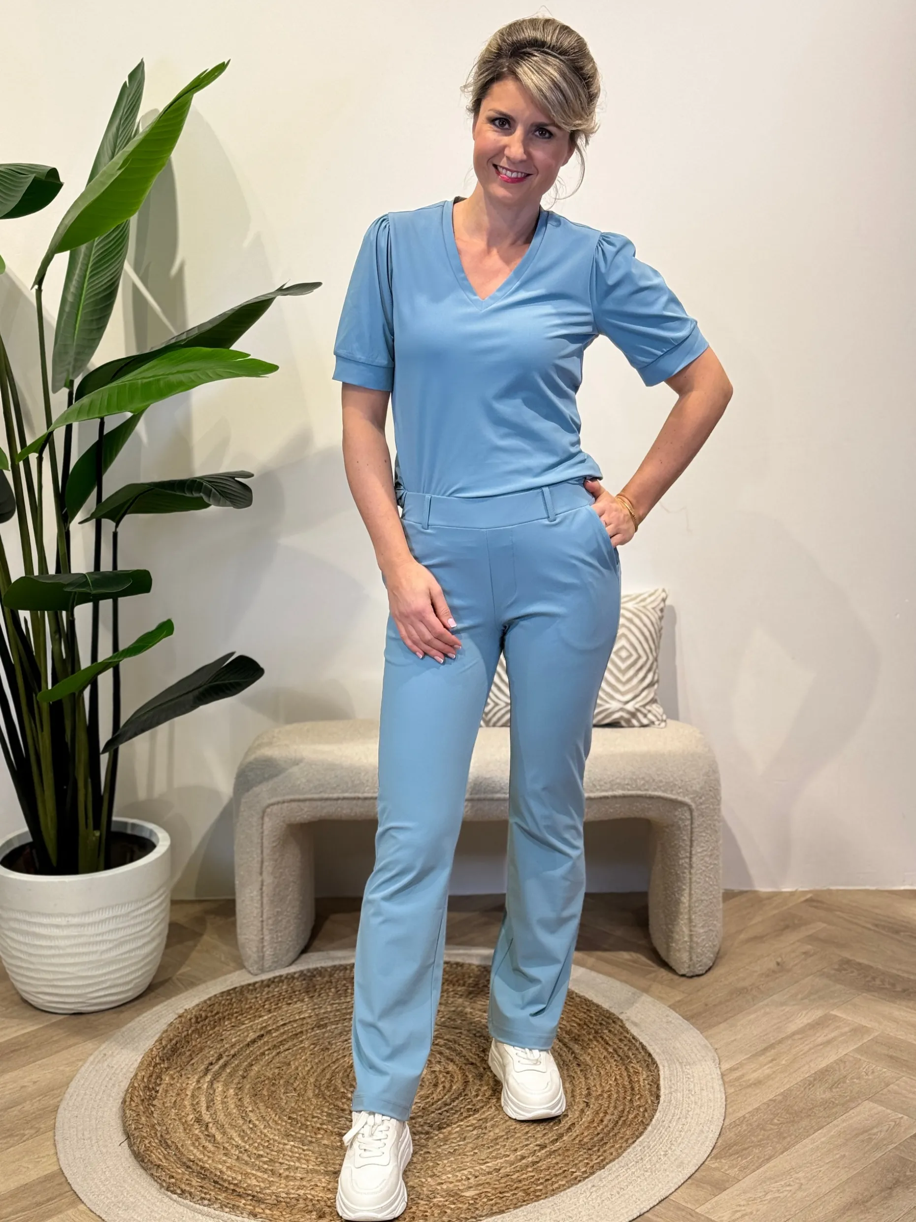 Travelstof shirt Diede smoke blue