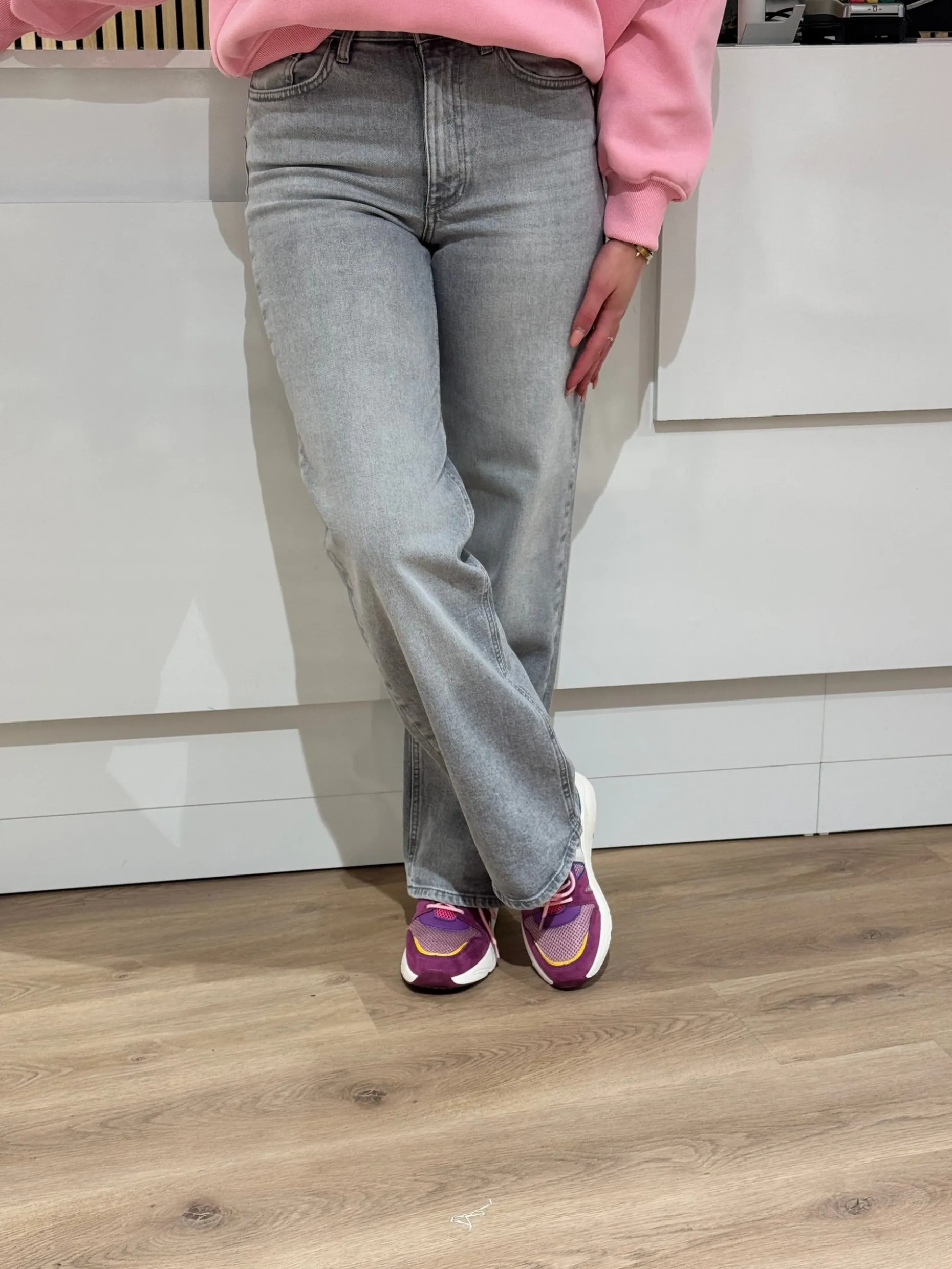 Wide jeans Juicy medium grey denim lengte 30 – Only